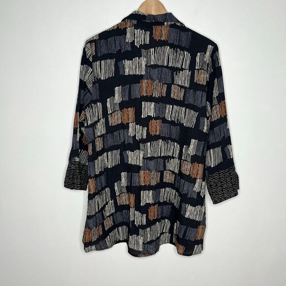Habitat Clothes To Live In Button Front Tunic Top Womens M Black Lagenlook Artsy - Picture 8 of 10